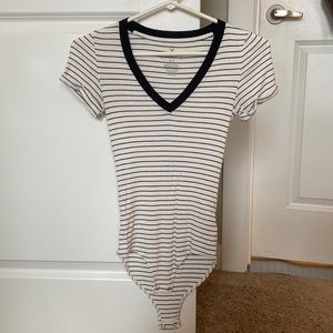 Aerie bodysuit size XS black and white strips